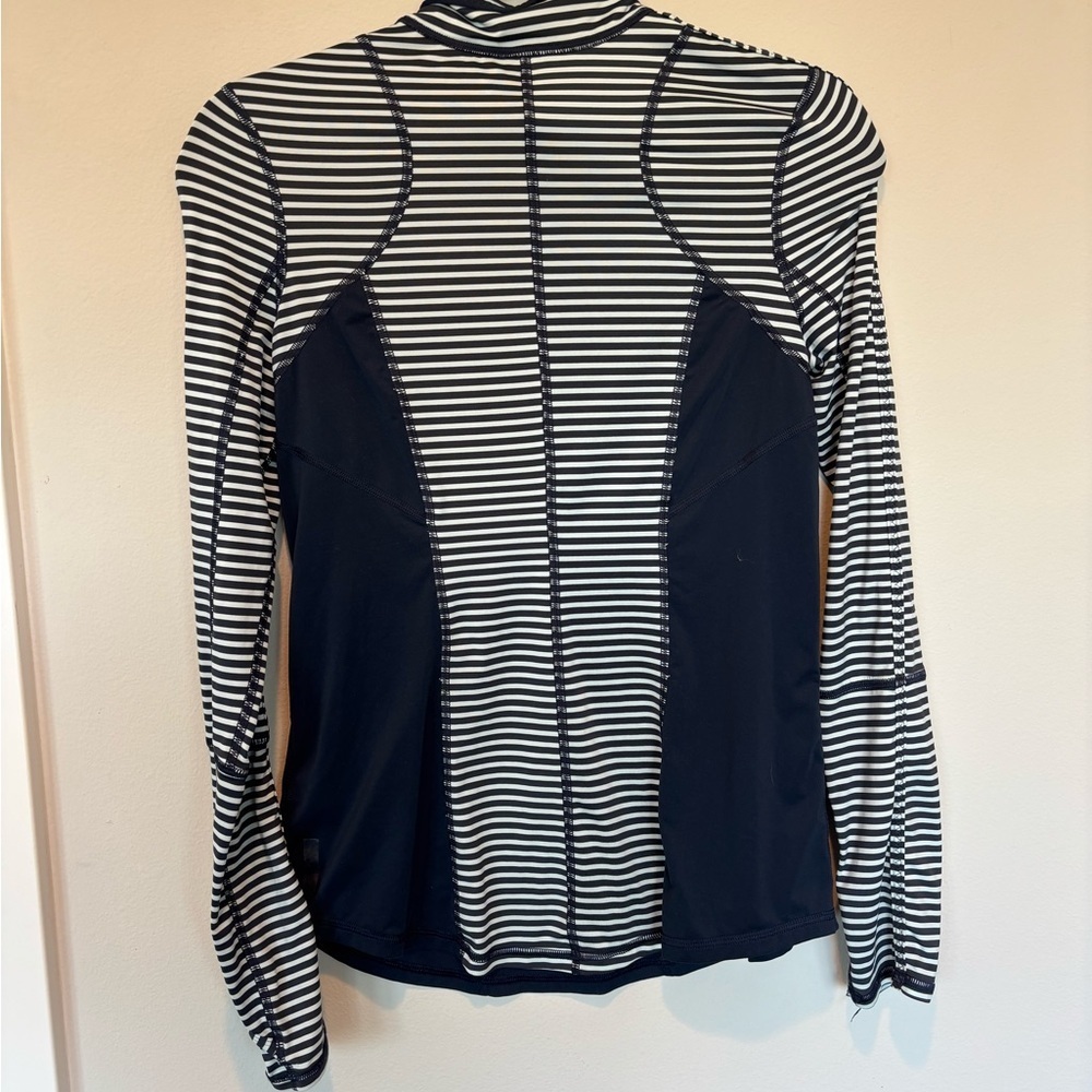 Zella Navy and White Striped Long Sleeve Swim Tee 193 - Sale! - Picture 2 of 5
